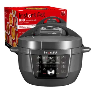 Instant Pot RIO Wide Plus, 7.5 Quarts 35% Larger Cooking Surface, WhisperQuiet Steam Release, 9-in-1 Electric Multi-Cooker, Pressure Slow Cooker, Rice Cooker, Steamer, Sauté, Cake &amp; Warmer, XL