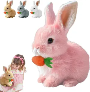 Interactive Easter Bunny Toy, 2025 New My Realistic Bunny Toy, Easter Basket Stuffers Animal, Can Walk and Talk Shaking Ears Hopping Realistic Bunnies Plush Easter Gifts (Pink)