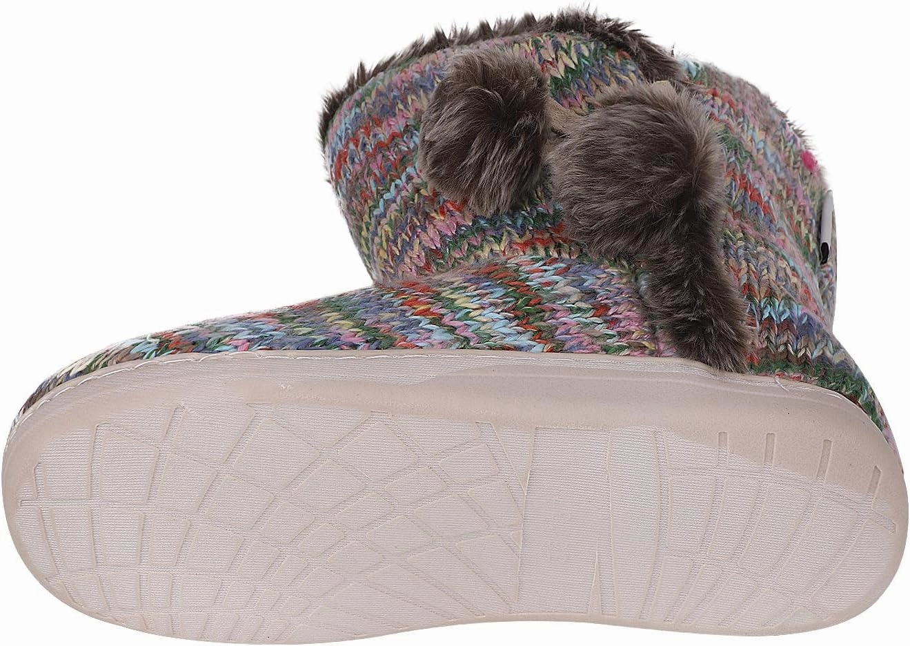 IPENNY Womens Warm Fleece Lined House Slippers with Pom Poms Soft Knit Ankle Bootie