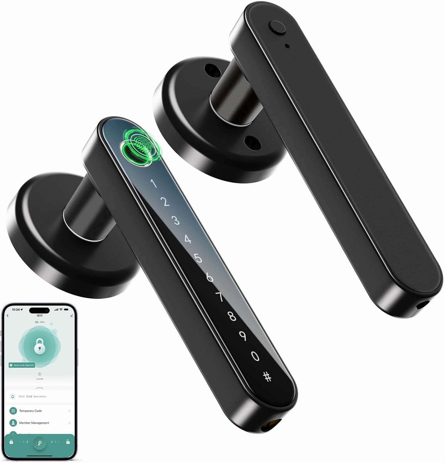 IRONZON 2 Pack Fingerprint Door Lock Smart Door Lock with Keypad Keyless Entry Door Lock with Handle for Home Hotel Office Apartment Bedroom