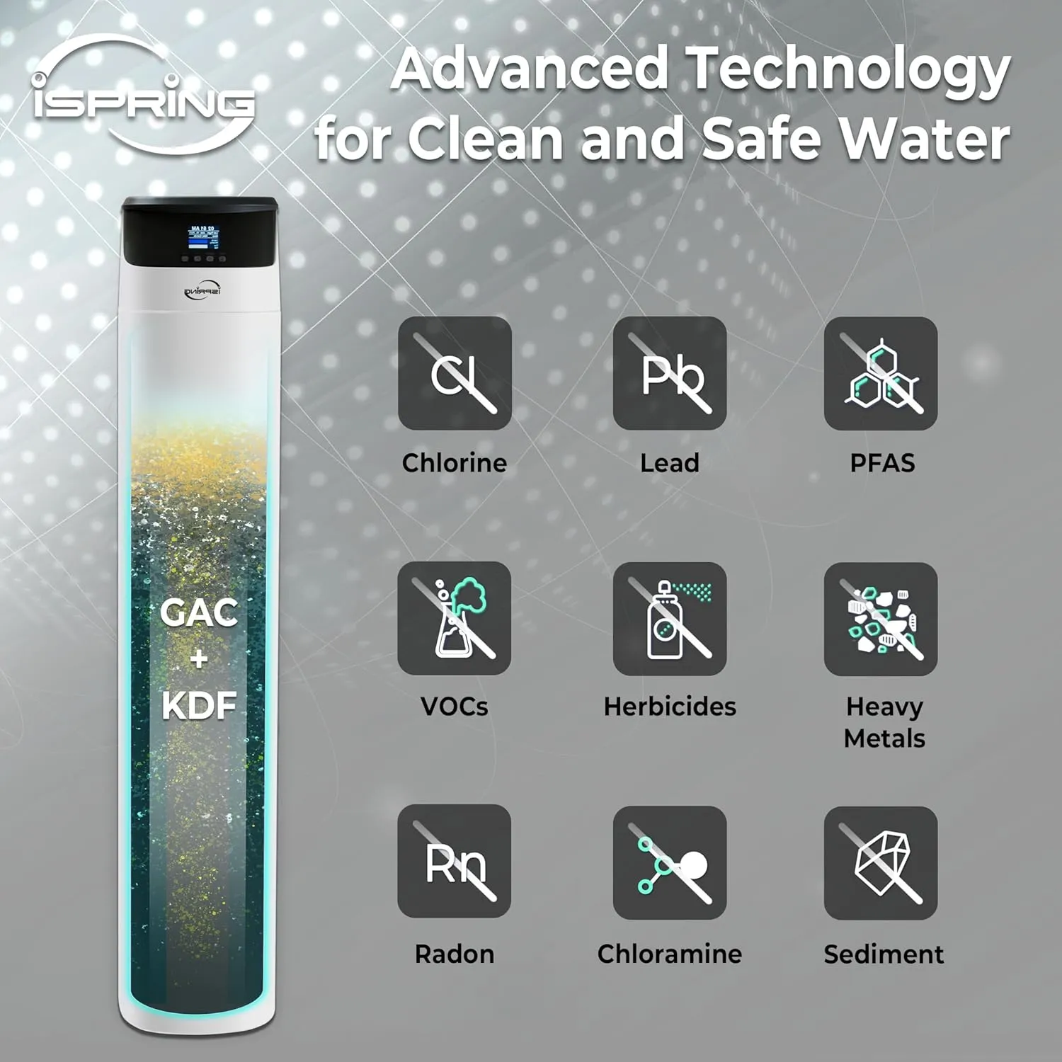 iSpring Elite Series Whole House Central Water Filtration System with Automatic Control Head, Reduces Chlorine, Chloramine, PFAS, Lead