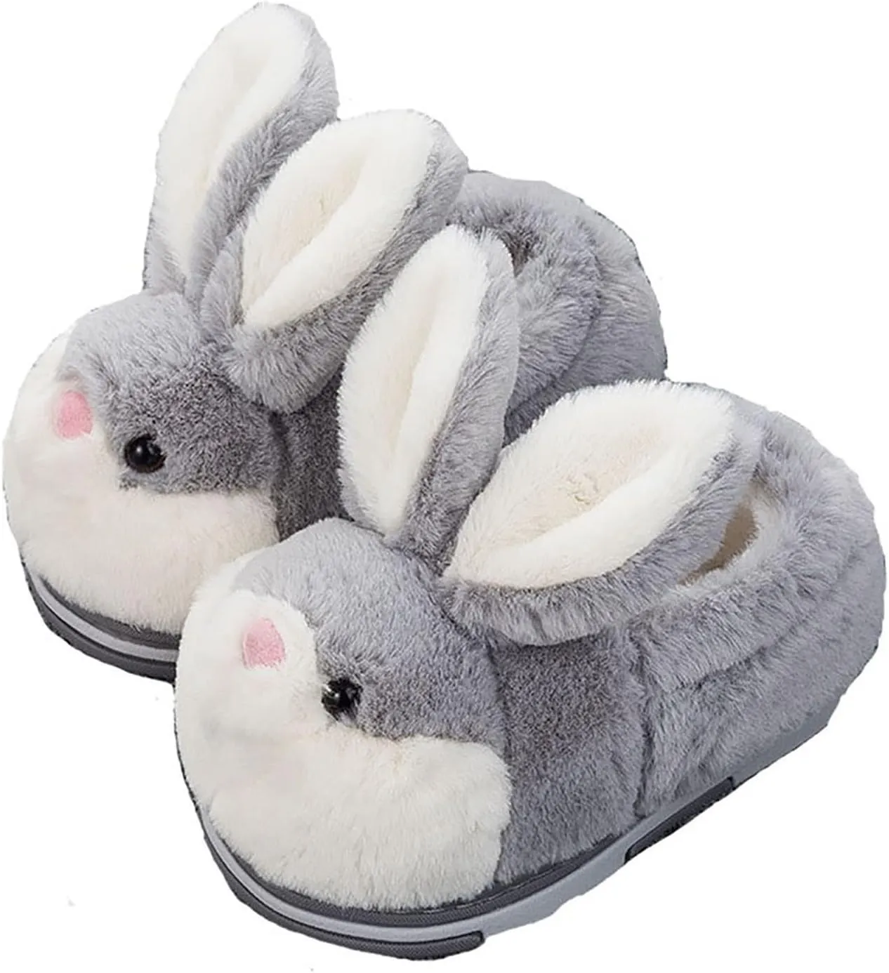 IXITON Lovely winter warm Furry Bunny Slippers for Women Men,Cute Funny Cozy fluffy Rabbit Shoes home Plush Animal Slippers