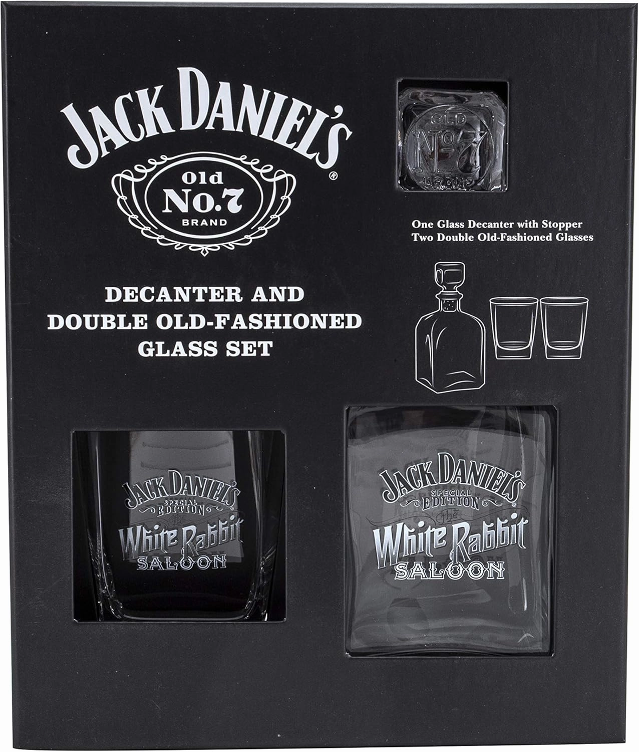 Jack Daniels Licensed Barware White Rabbit Decanter Gift Set, Clear