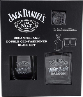 Jack Daniels Licensed Barware White Rabbit Decanter Gift Set, Clear
