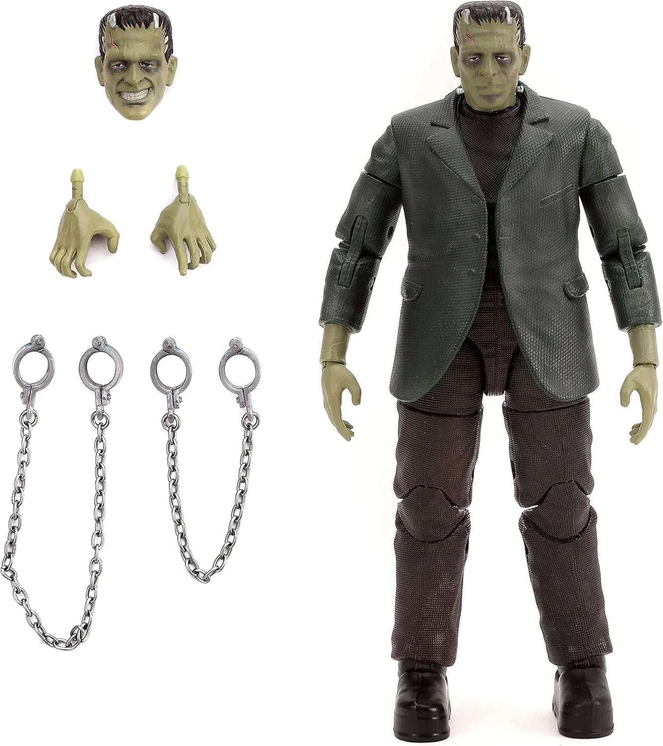 Jada Toys Universal Monsters 6" Frankenstein Action Figure, Toys for Kids and Adults, 31958, Black