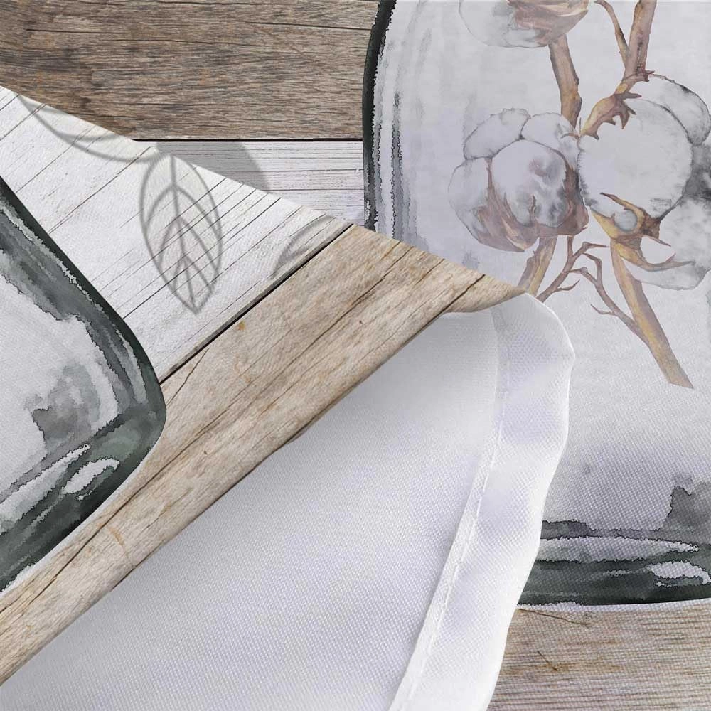 JAWO Rustic Floral Shower Curtain, Farmhouse Cotton Flower in Gray Mason Jar Rustic Country Wood Plank Fabric Shower Curtain, Bathroom Curtains with Hooks Sets 69x70inches