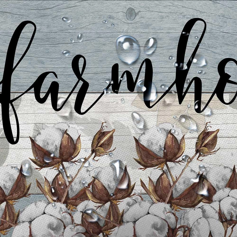 JAWO Rustic Floral Shower Curtain, Farmhouse Cotton Flower in Gray Mason Jar Rustic Country Wood Plank Fabric Shower Curtain, Bathroom Curtains with Hooks Sets 69x70inches