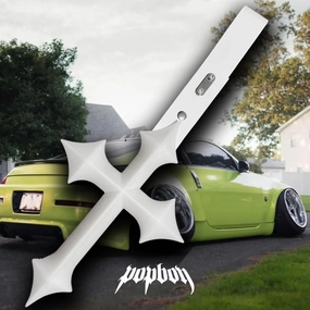 JDM Diamond Cross Tsurikawa Popboy Brand Ring Drift Toy Japanese Car Handle (White)