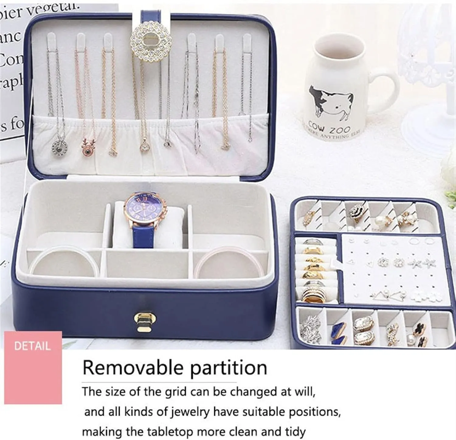 Jewelry Display Box Watch Case Jewelry Box Double Layer PU Large Capacity Earrings Jewelry Box Earrings Ring Multifunctional Jewelry Box Jewelry Storage Box Jewelry Display Box (Color : C)