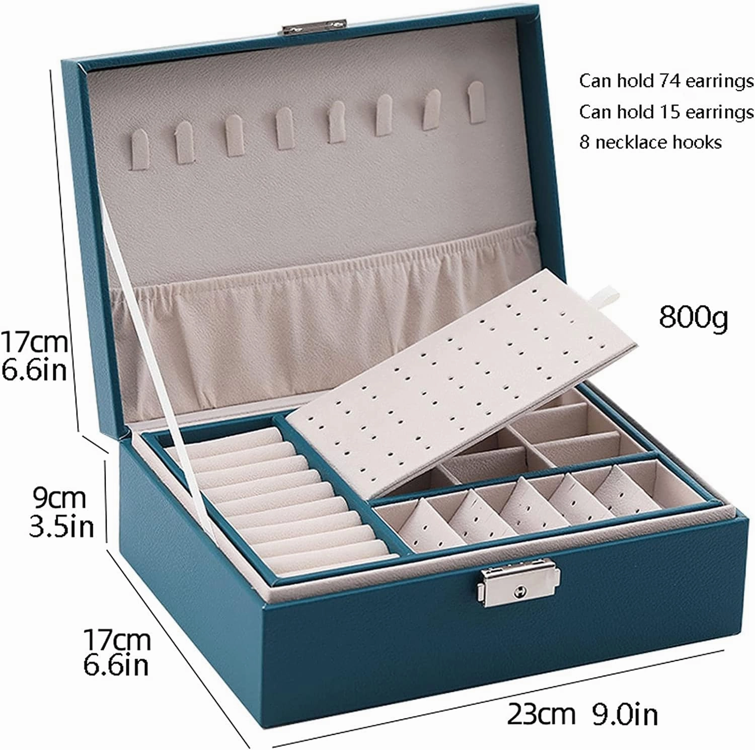 Jewelry Box Jewelry Case Leather Jewelry Box For Women Large Jewelry Organizer Two Layers With Lock Display For Earrings Bracelets Rings Watches Jewelry Organizer