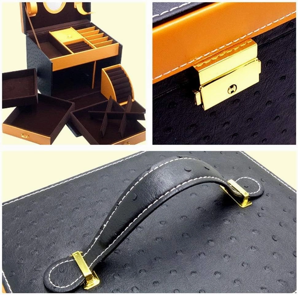 Jewelry Storage Case High-end Jewelry Box Creative Nordic Home Large Capacity Jewelry Storage Box Ring Holder(Black)
