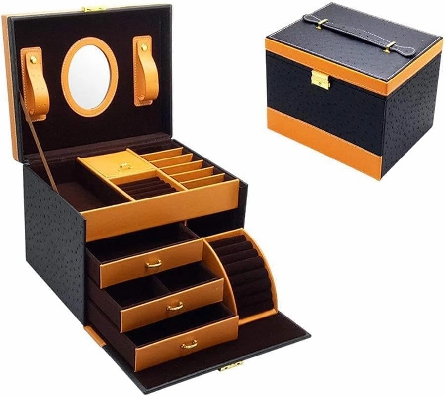 Jewelry Storage Case High-end Jewelry Box Creative Nordic Home Large Capacity Jewelry Storage Box Ring Holder(Black)