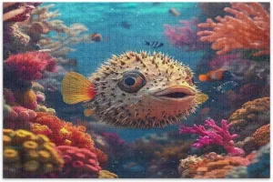 Jigsaw Puzzle Pufferfish Colorful Coral Reefs 1,000 Piece Puzzle Puzzles for Adults Games for Puzzle Lovers