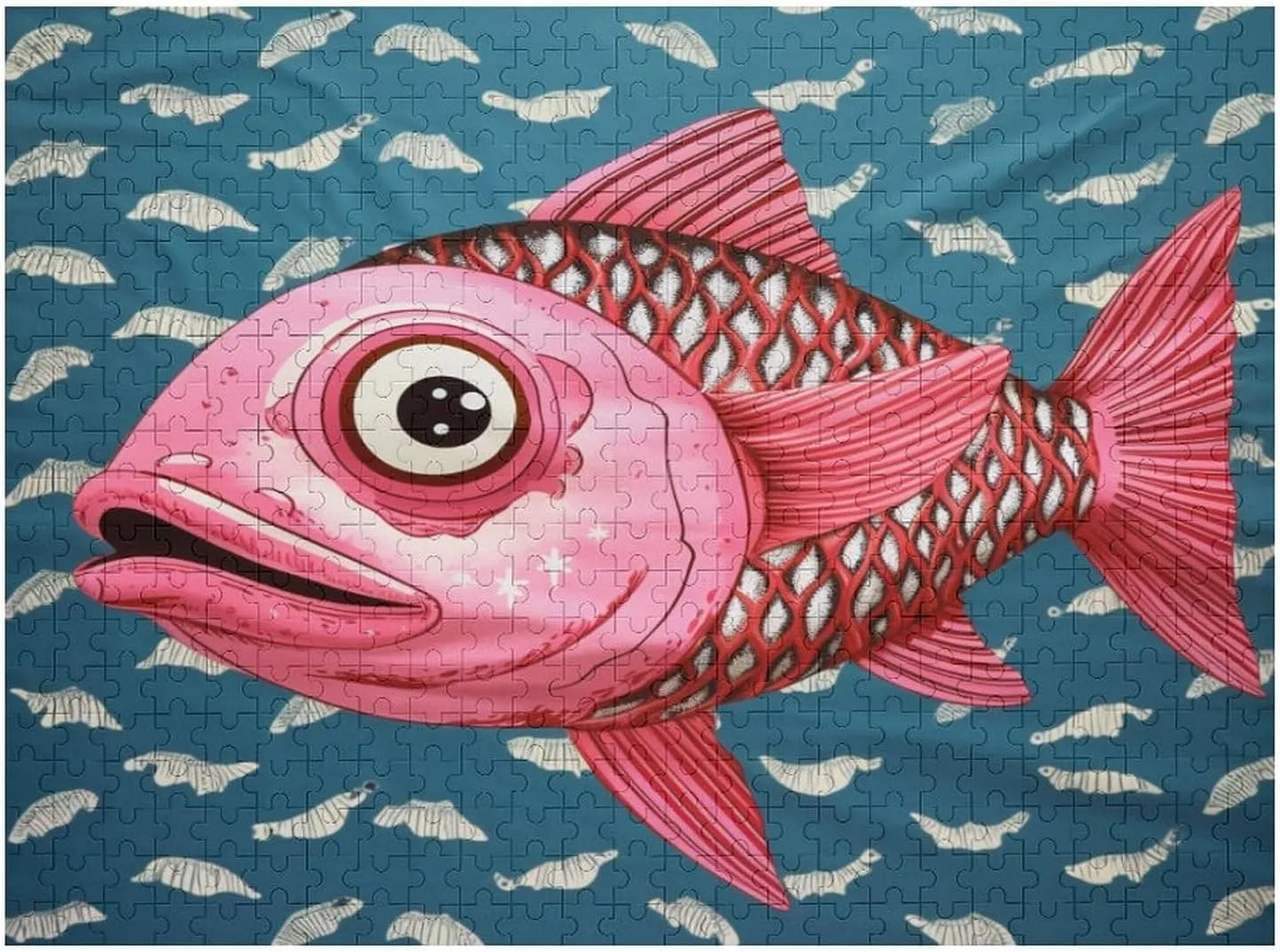 Jigsaw Puzzles 500 Piece Puzzle Art Pink Fish Wooden - Fishing Hard Puzzle - Family Decoration Gift