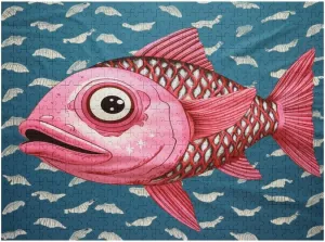 Jigsaw Puzzles 500 Piece Puzzle Art Pink Fish Wooden - Fishing Hard Puzzle - Family Decoration Gift