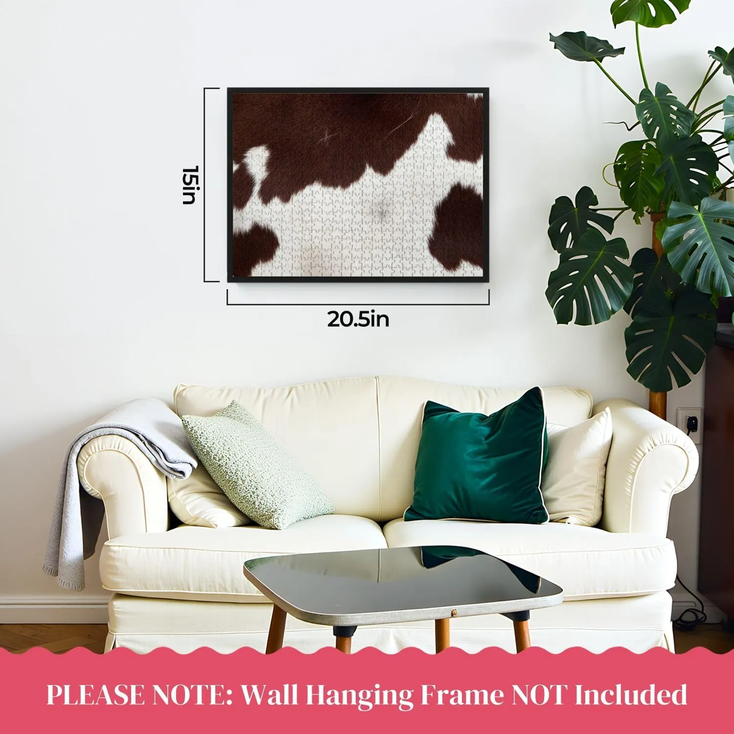 Jigsaw Puzzles Wooden Jigsaw Toy Family Game Wall Decor for Adults Teens,Cow Print Rustic Spotted Fur Texture Animal Hair Wild Brown Circles
