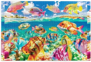Jigsaw Puzzles1000 Piece Whjshop Colorful Fish Printing Educational Intellectual Wooden Puzzles, Fun Puzzles, Stress Relieving Game