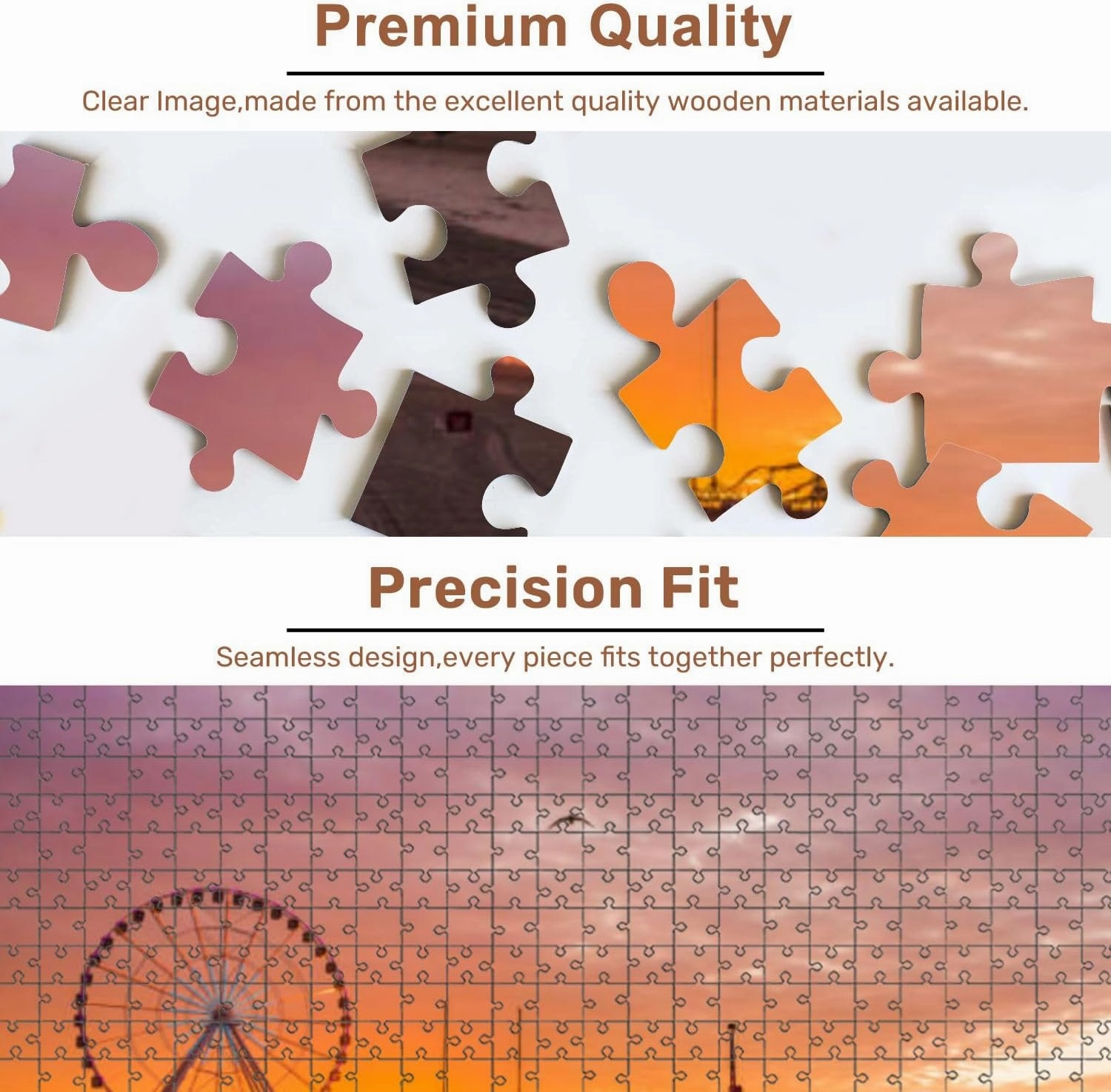 Jigsaw Puzzles 500 Pieces for Adult Steel Pier Atlantic City New Jersey Puzzle Game for Family Wooden Puzzle Toy Educational Games Puzzles for Home Decor