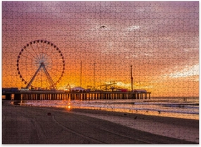 Jigsaw Puzzles 500 Pieces for Adult Steel Pier Atlantic City New Jersey Puzzle Game for Family Wooden Puzzle Toy Educational Games Puzzles for Home Decor