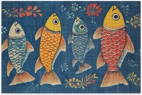 Jigsaw Puzzles Colorful Fish Blue 500 Piece Puzzles for Adults Christmas Family Games