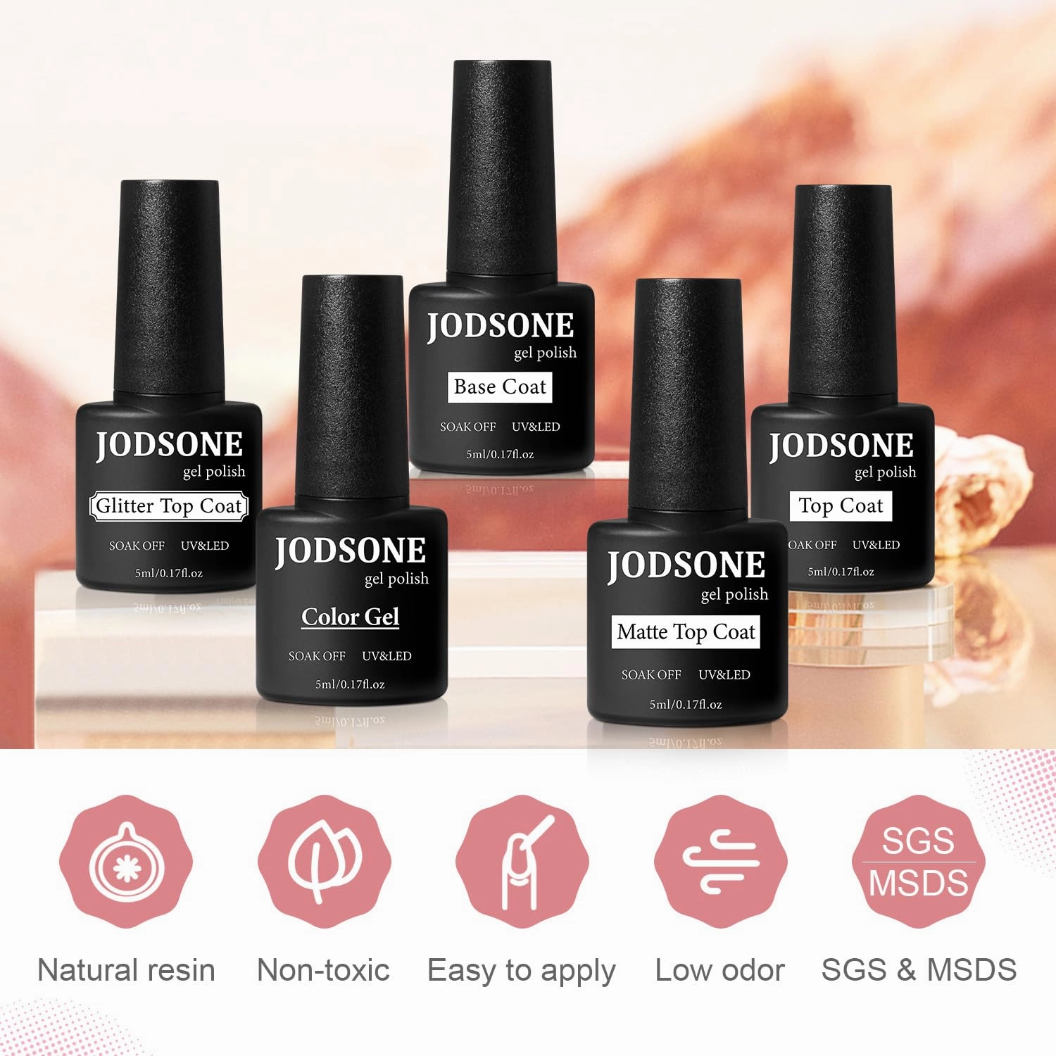 JODSONE 36 PCS Gel Nail Polish Starter Kit U V Light and Dark Series Gel Nail Set No Wipe Base Matte and Glossy Top Coat All Kinds of Manicure Tools