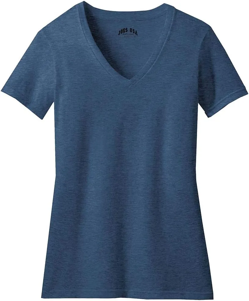 Joe's USA Ladies Soft Heather Blend V-Neck T-Shirts in Sizes XS-4XL