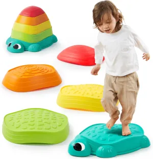 JOYIN 5 Pcs Turtle Balance Stepping Stones, Kids Turtle Path Jumping Stones, Toddler Obstacle Course Coordination Game Toys Indoor or Outdoor Play for Kids Aged 3 