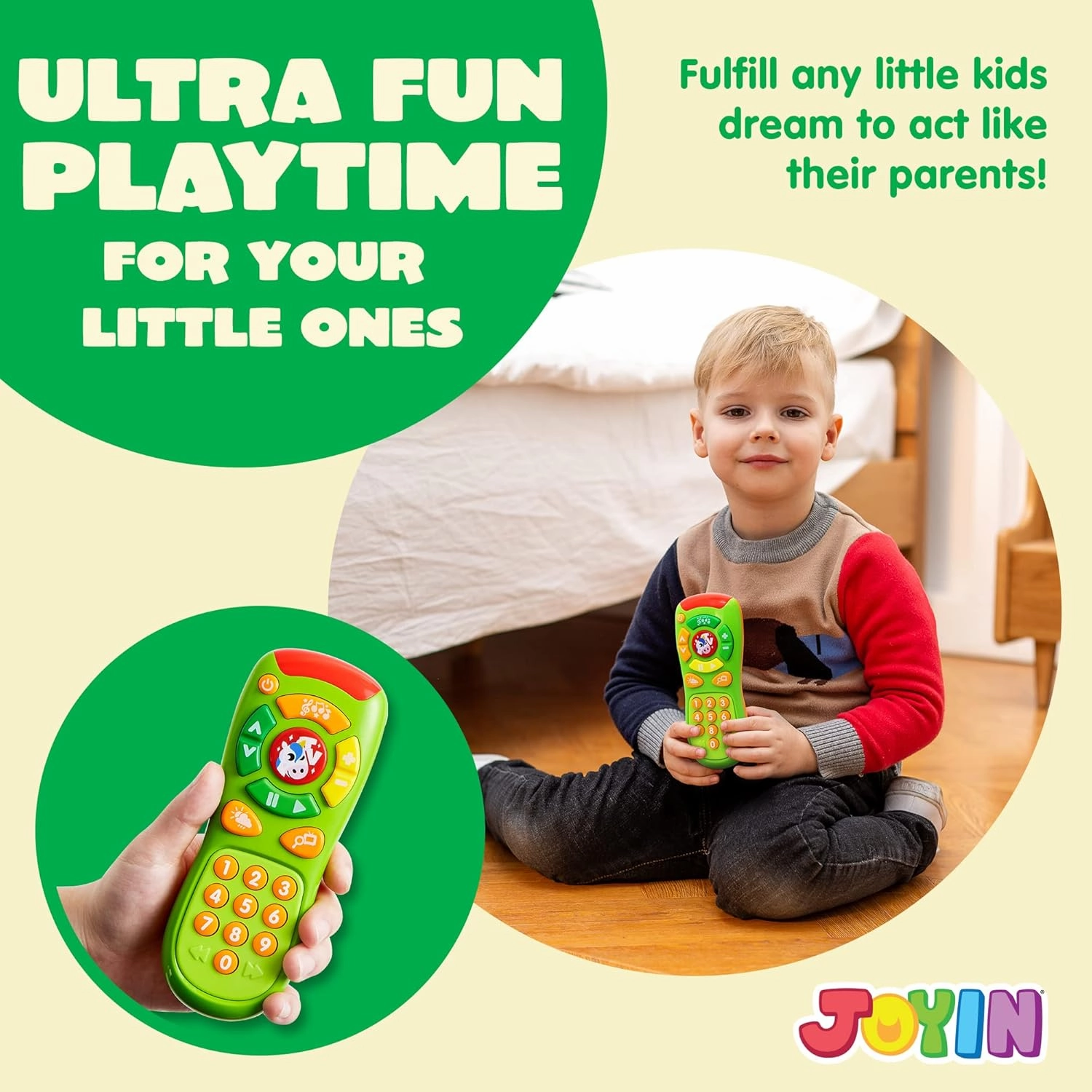 JOYIN Baby Toy Phone, Remote and Smartphone with Music, Fun Learning Musical Toys for Babies, Kids, Boys or Girls, Holiday Stocking Stuffers, Birthday Gifts, Easter Basket Stuffers