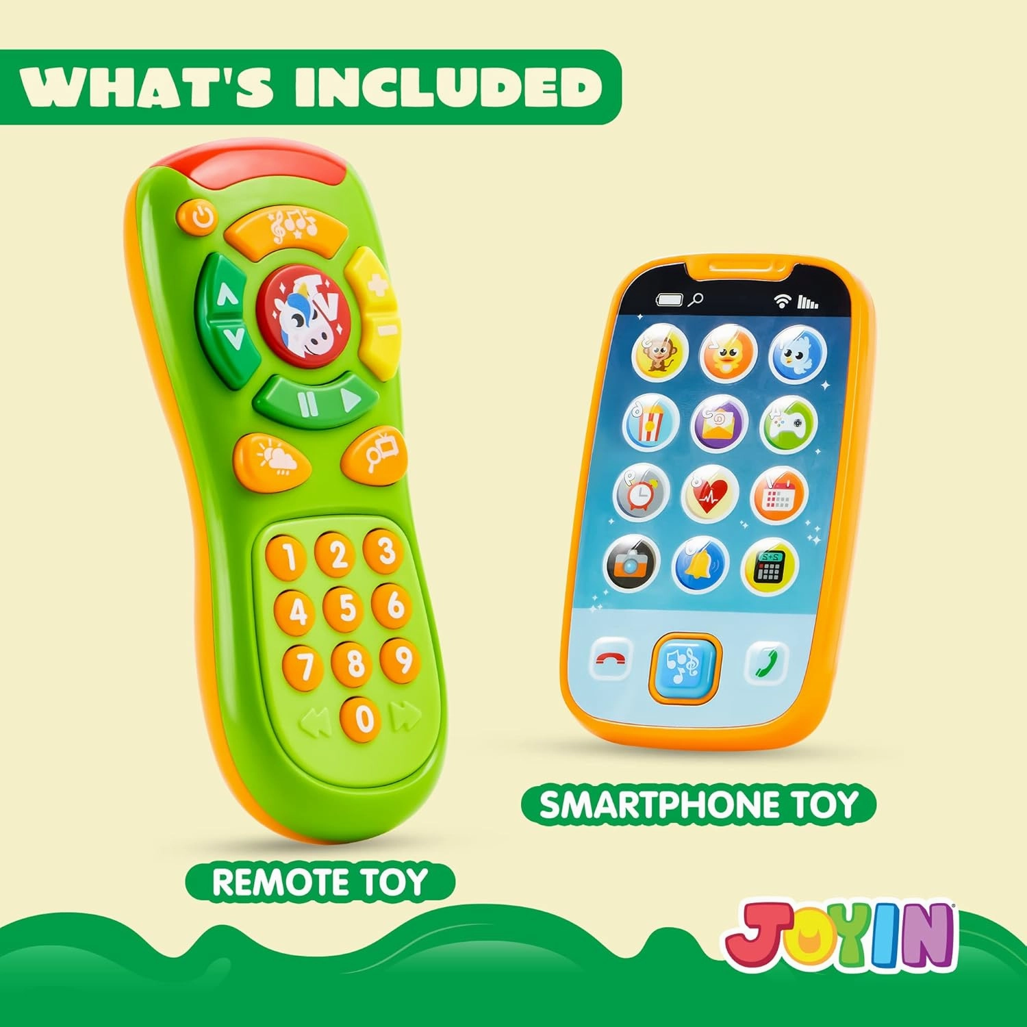 JOYIN Baby Toy Phone, Remote and Smartphone with Music, Fun Learning Musical Toys for Babies, Kids, Boys or Girls, Holiday Stocking Stuffers, Birthday Gifts, Easter Basket Stuffers