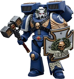 JOYTOY Warhammer 40K 1/18 Action Figures Ultramarines Vanguard Veteran with Thunder Hammer and Storm Shield Collectible Model