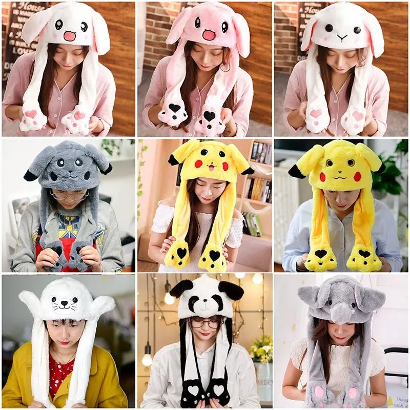 Jumping Bunny Ear Plush Animal Hat