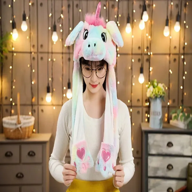 Jumping Bunny Ear Plush Animal Hat