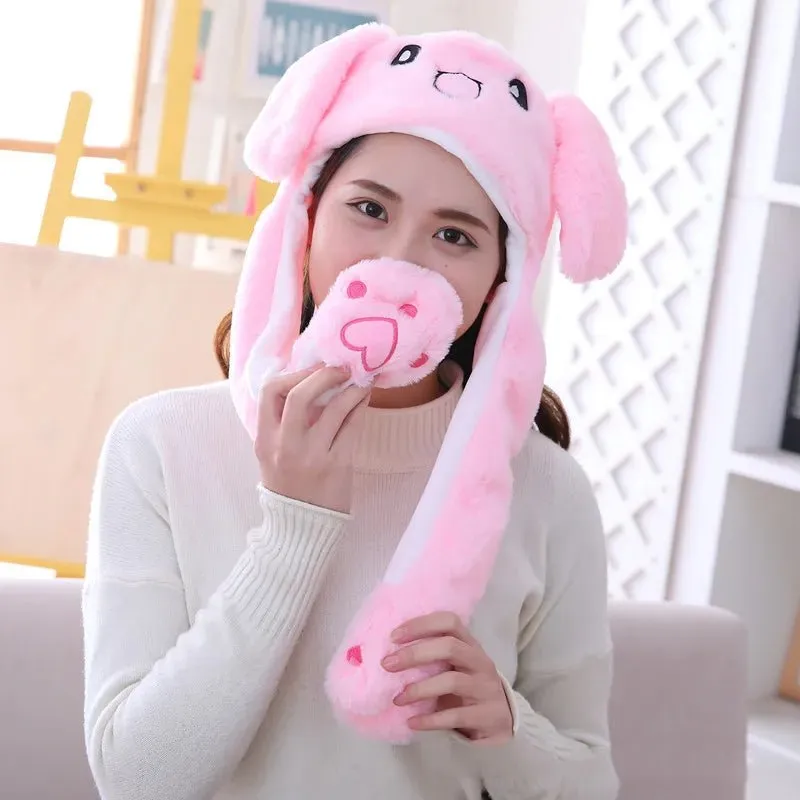 Jumping Bunny Ear Plush Animal Hat