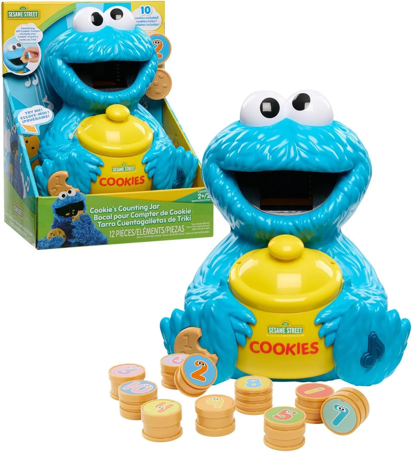 Just Play Sesame Street Cookie's Counting Jar, 12-Pieces, 20  Phrases and Sounds, Learning and Education, Kids Toys for Ages 2 Up