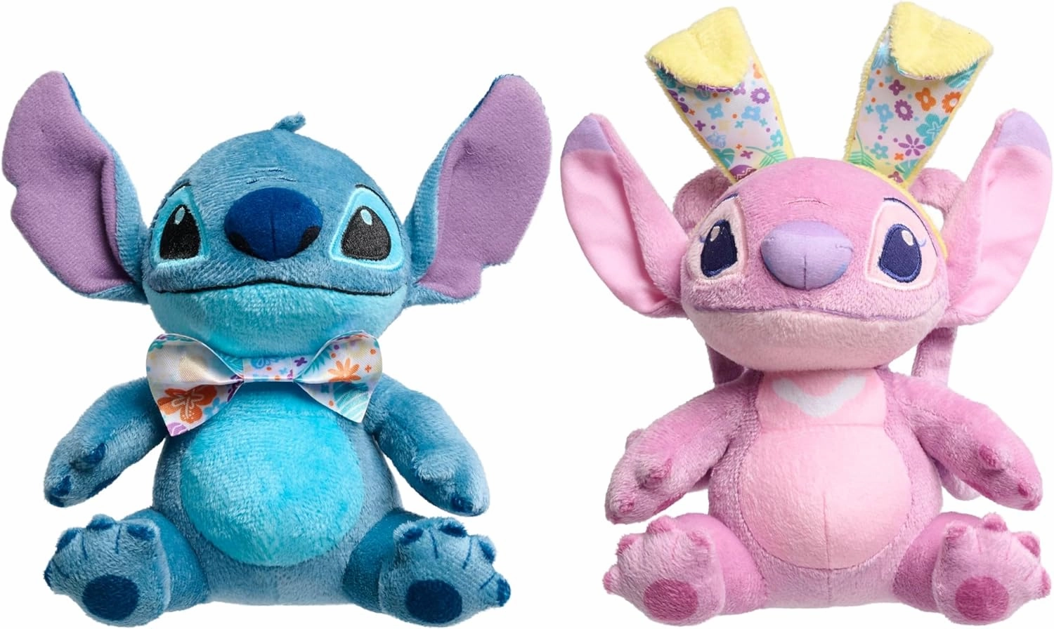 Just Play Disney Stitch Easter Small Plush 2-Pack, 7-inch Stitch and Angel Stuffed Animals, Soft Material, Kids Toys for Ages 2 Up
