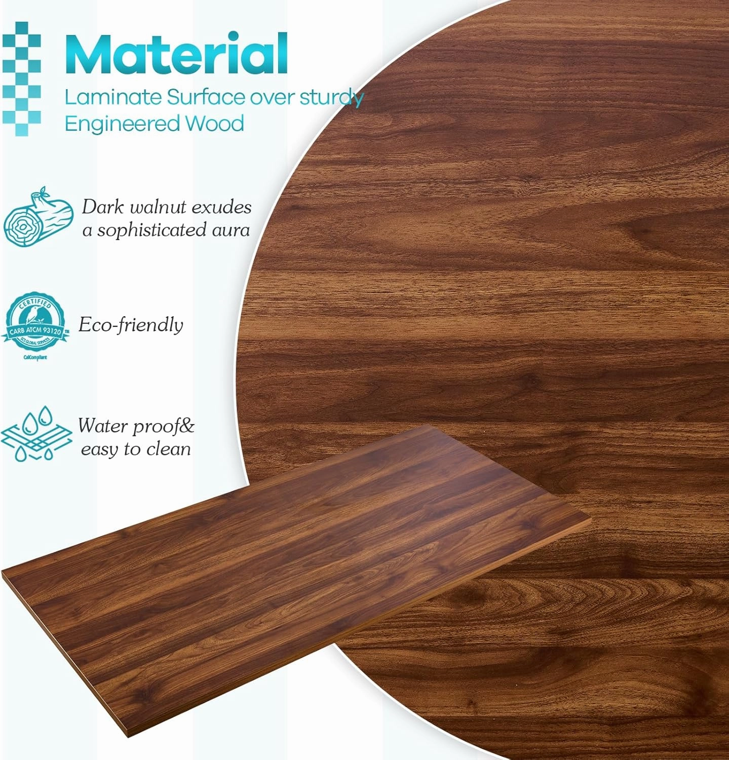Kaboon Universal Table Top 59.1x20 inches, Solid One-Piece Desktop for Sit Stand Desk, Double Desks, L Desk DIY,Wood Countertop Home or Commercial Use,1 inch Thick, Dark Walnut