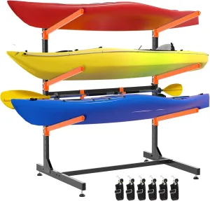 Kayak Storage Rack, Freestanding Kayak Racks for Garage, Heavy Duty Adjustable Kayak Stand Indoor Outdoor Storage Rack for Kayaks, Canoes, Surfboard & Paddleboard