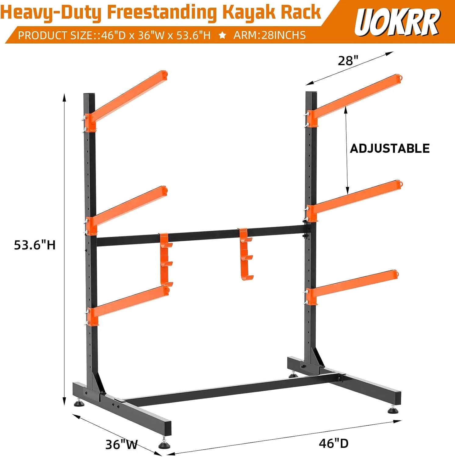 Kayak Storage Rack, Freestanding Kayak Racks for Garage, Heavy Duty Adjustable Kayak Stand Indoor Outdoor Storage Rack for Kayaks, Canoes, Surfboard & Paddleboard