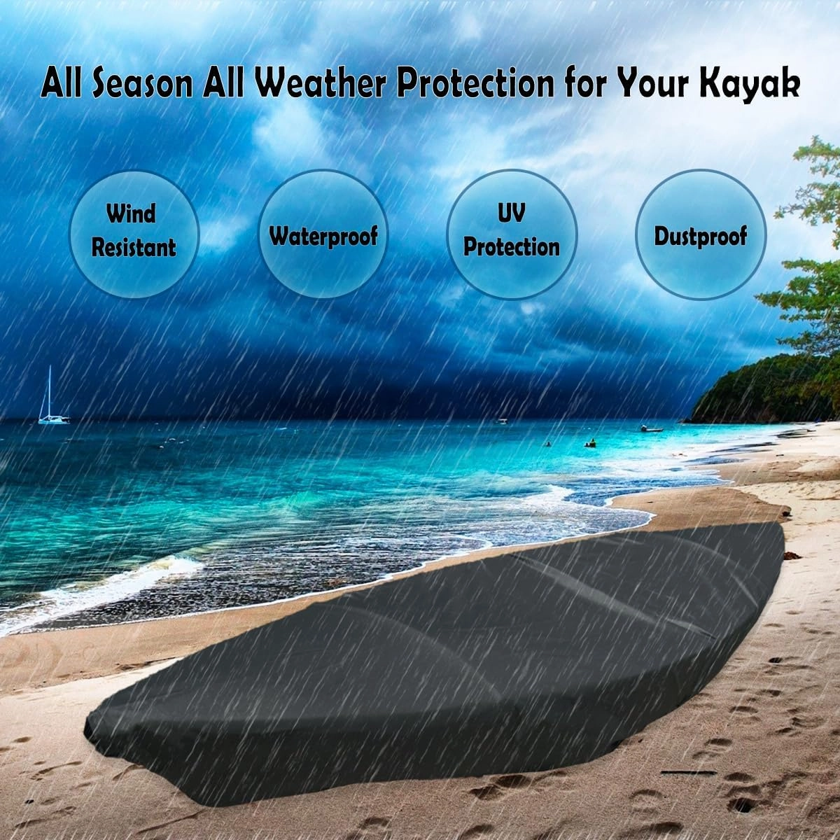 Kayak Cover, 420D Waterproof Dustproof UV Protection Kayak Covers for Outdoor Storage, Indoor Storage for Canoe Covers and Fishing Boat,Fit 10-15 FT Kayak Accessories (Black, M(10-11.6 FT/3.1-3.5 m))