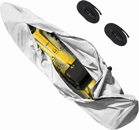 Kayak Covers for Outdoor Storage, 16ft Paddle Board Cover with Zipper Waterproof UV-Proof 600D Heavy Duty Canoe Tandem Kayak Cover, with 2 Windproof Straps