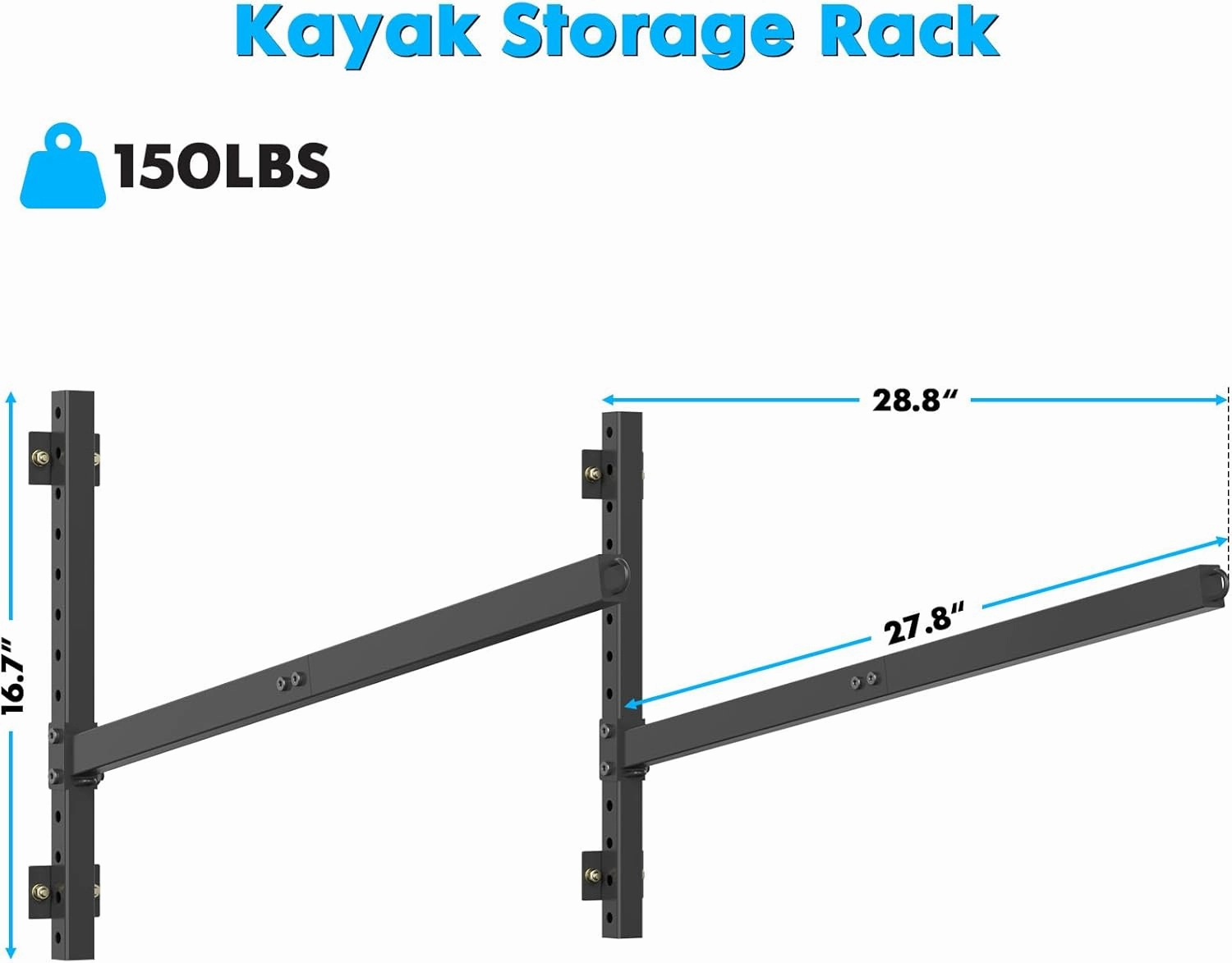 Kayak Storage Rack Heavy Duty, Adjustable Wall Mount Hanger for Indoor Garage & Outdoor Storage, Storage Rack for Kayak, Canoe, Surfboard & Paddle Board (Kayak Storage Rack Wall Mount 1)