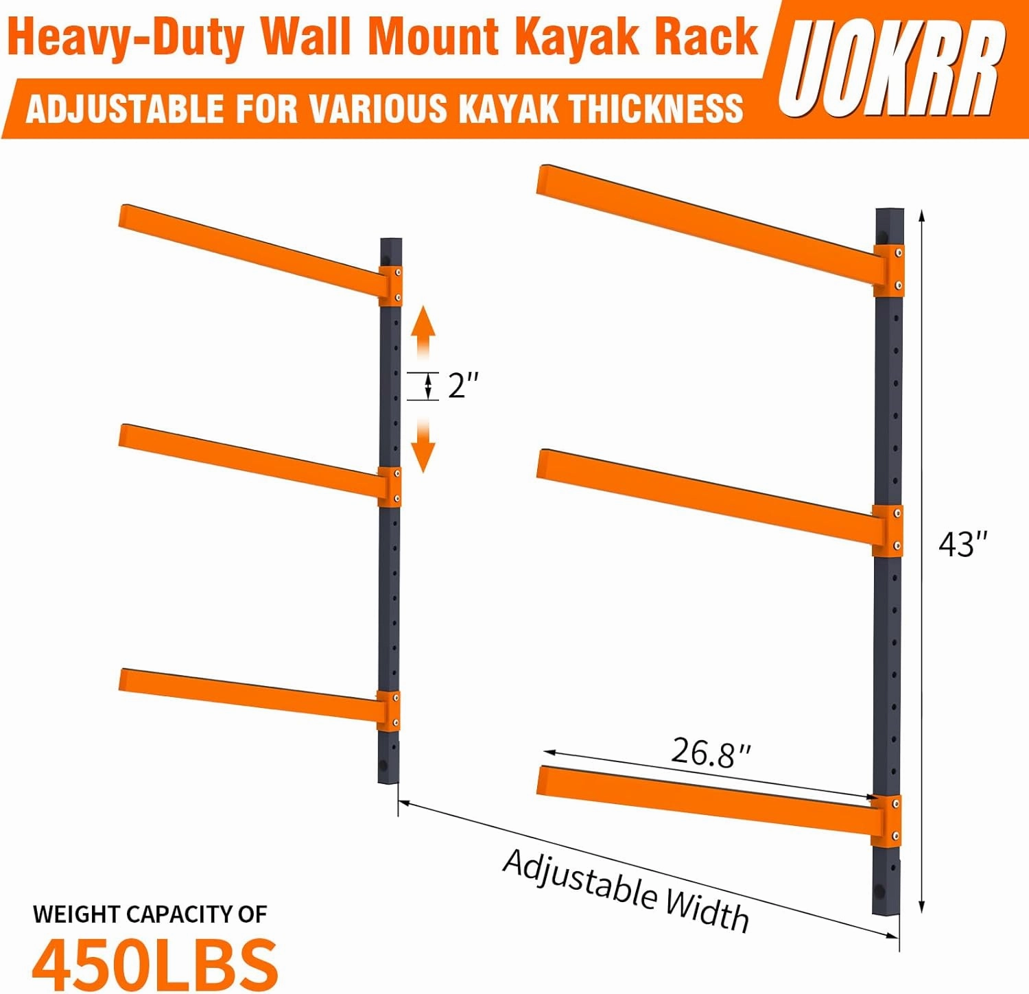 Kayak Storage Rack, Wall Mount Kayak Racks for Indoor Outdoor Storage, Heavy Duty Adjustable Kayak Rack for Garage, Spacesaver