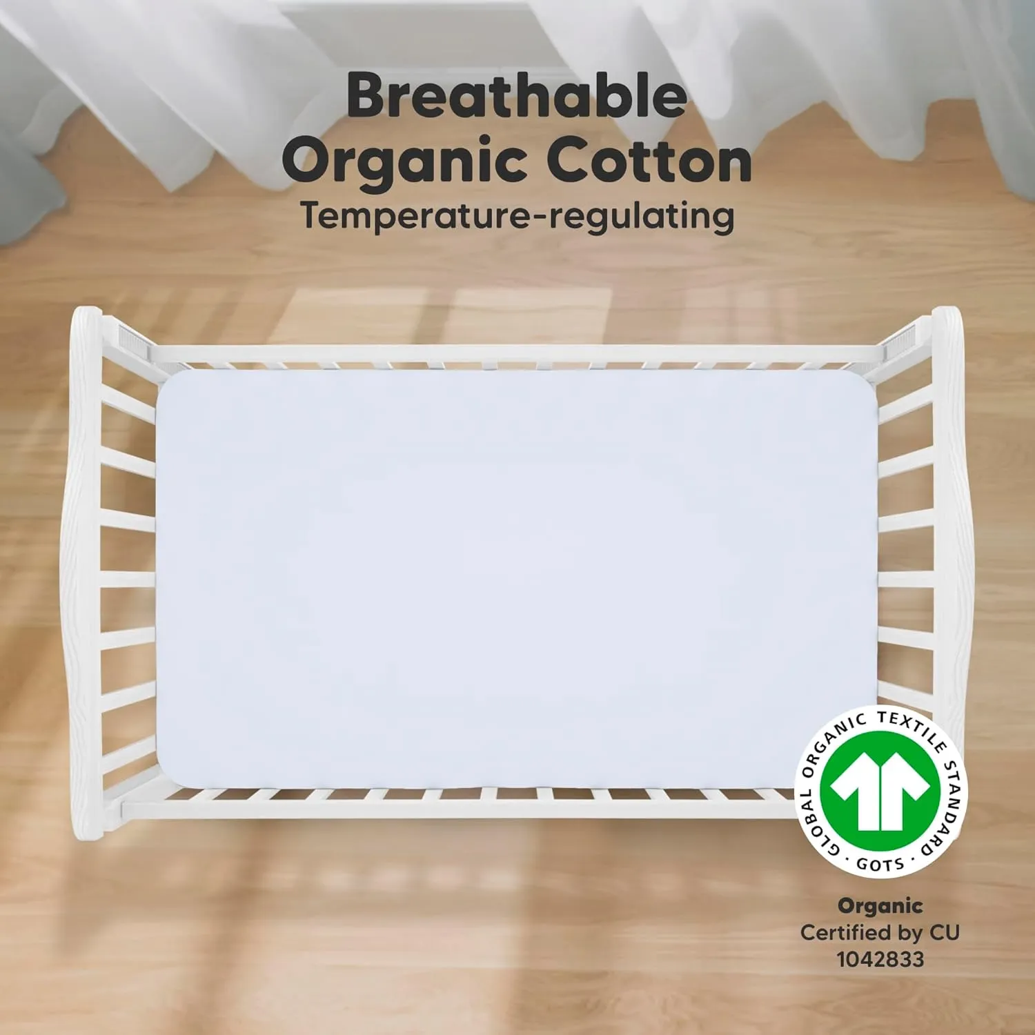 KeaBabies 2-Pack Organic Crib Sheets for Boys, Girls - 52x28 Fitted Crib Mattress Sheet Neutral, Breathable Jersey Cotton Cover for Baby Bed, Toddler Mattress, Soft & Cute Prints (Blue Flax)