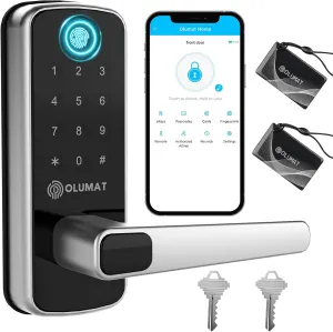 Keyless Entry Fingerprint Door Lock with Keypad and Handle for Home, Rental, Garage, Office and Hotel