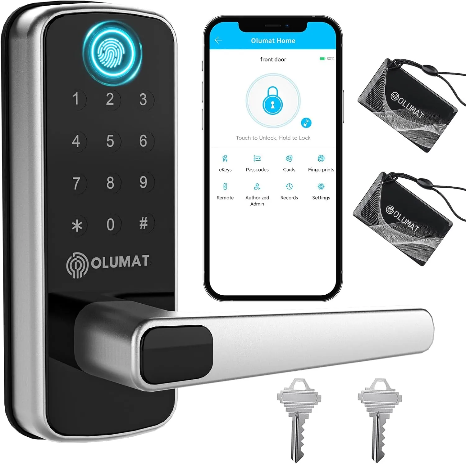 Keyless Entry Fingerprint Door Lock with Keypad and Handle for Home, Rental, Garage, Office and Hotel