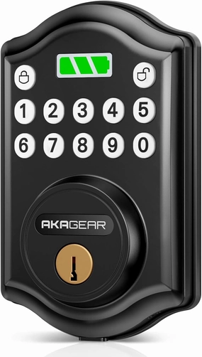 Keyless Entry Door Lock with Keypad - Smart Deadbolt Auto Lock for Front Door with 2 Keys - Easy Installation - DS10 Mini (Matte Black)