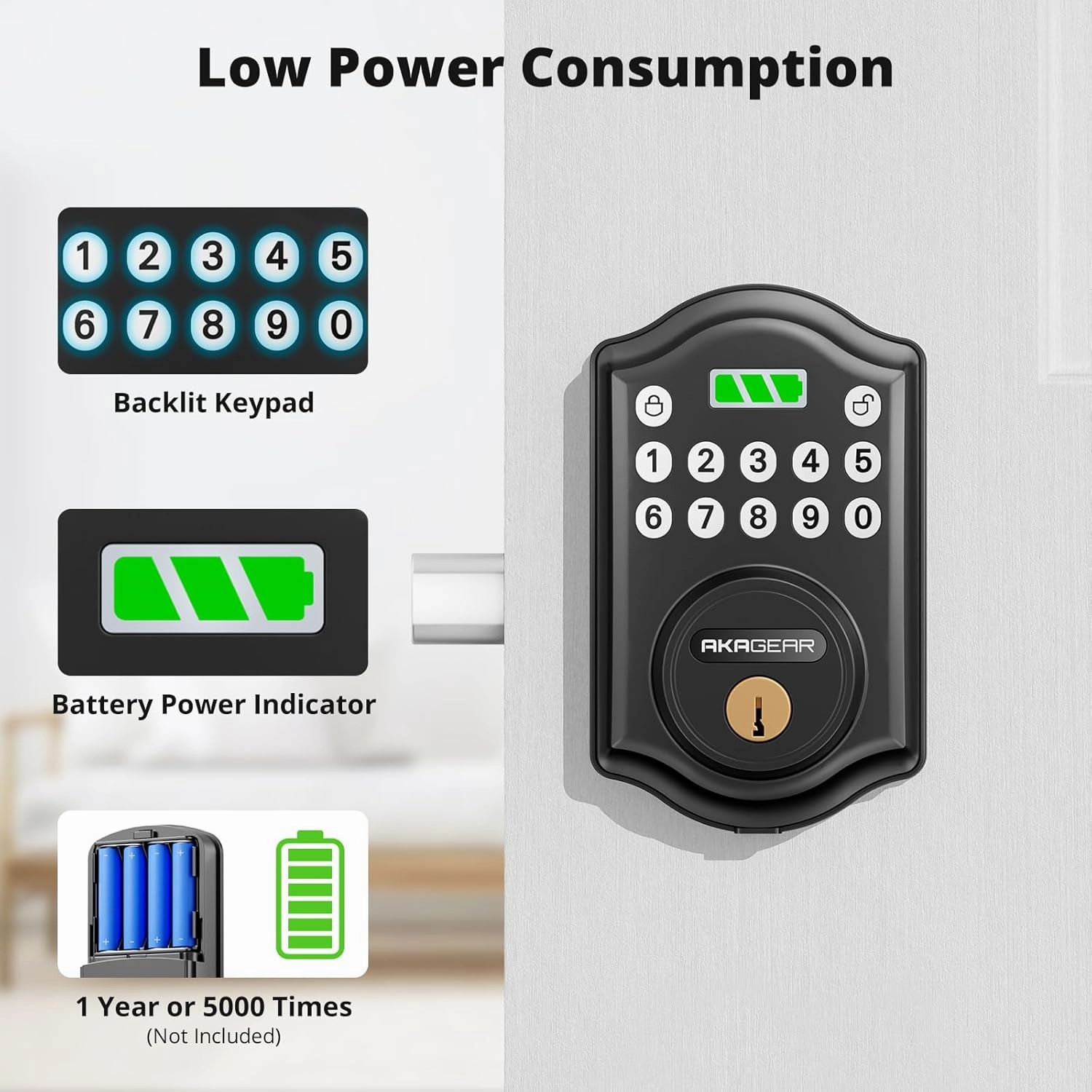 Keyless Entry Door Lock with Keypad - Smart Deadbolt Auto Lock for Front Door with 2 Keys - Easy Installation - DS10 Mini (Matte Black)