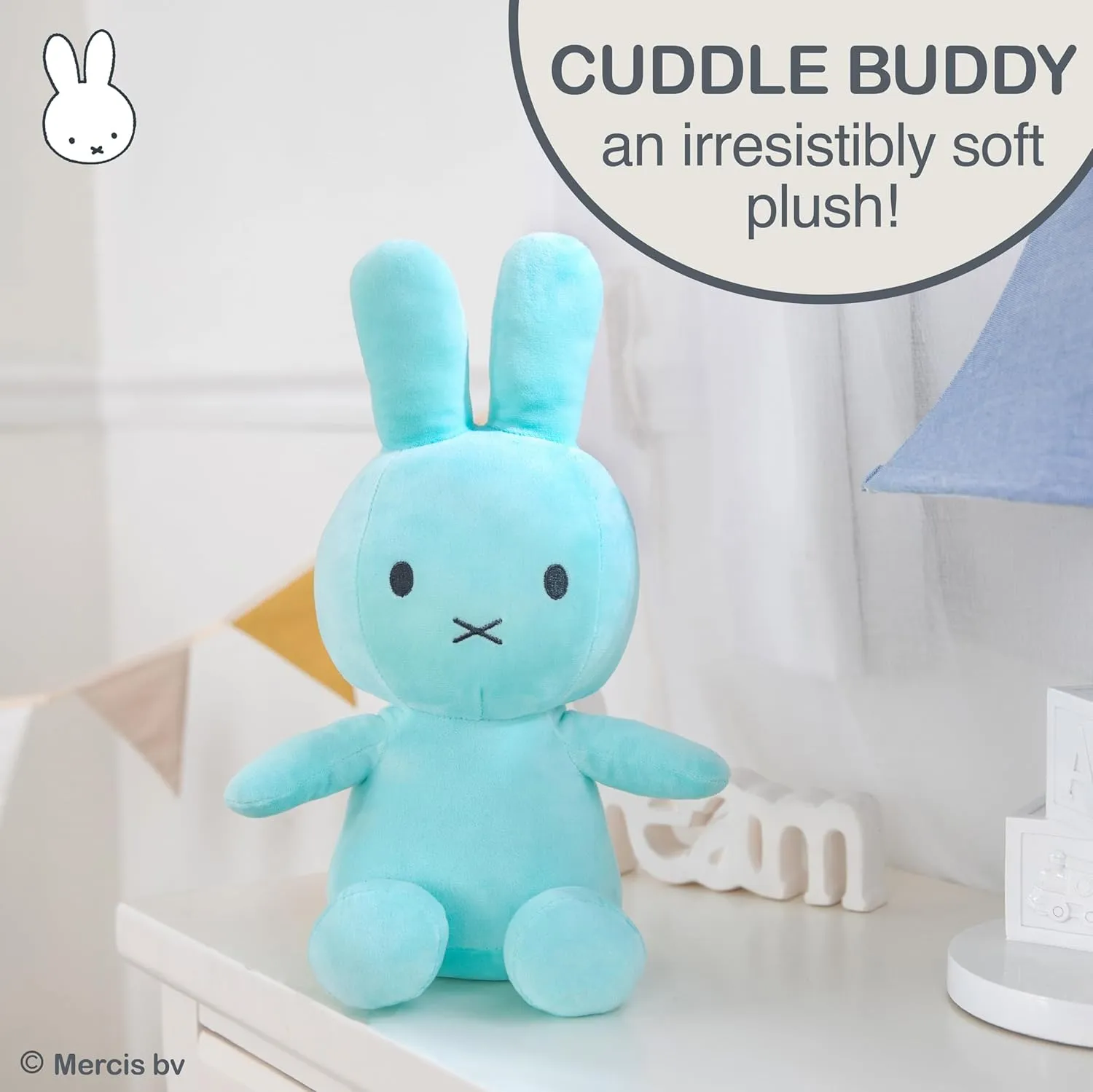 KIDS PREFERRED Miffy Plush Toy, 14 Inch Sitting Dutch Bunny Plush by Dick Bruna, Soft Boa Rabbit Bunny Stuffed Animal Plushie Doll for Girls and Boys - Mint
