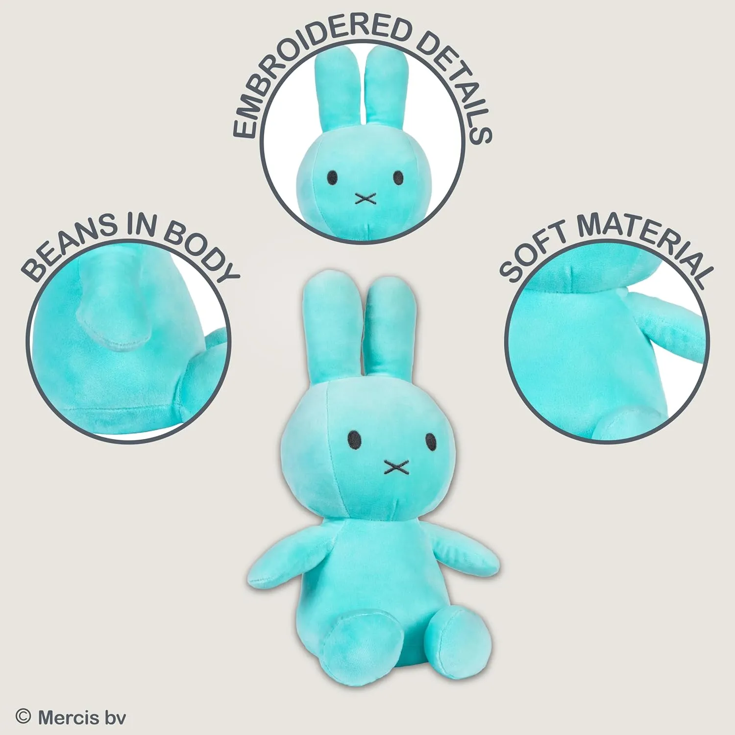 KIDS PREFERRED Miffy Plush Toy, 14 Inch Sitting Dutch Bunny Plush by Dick Bruna, Soft Boa Rabbit Bunny Stuffed Animal Plushie Doll for Girls and Boys - Mint