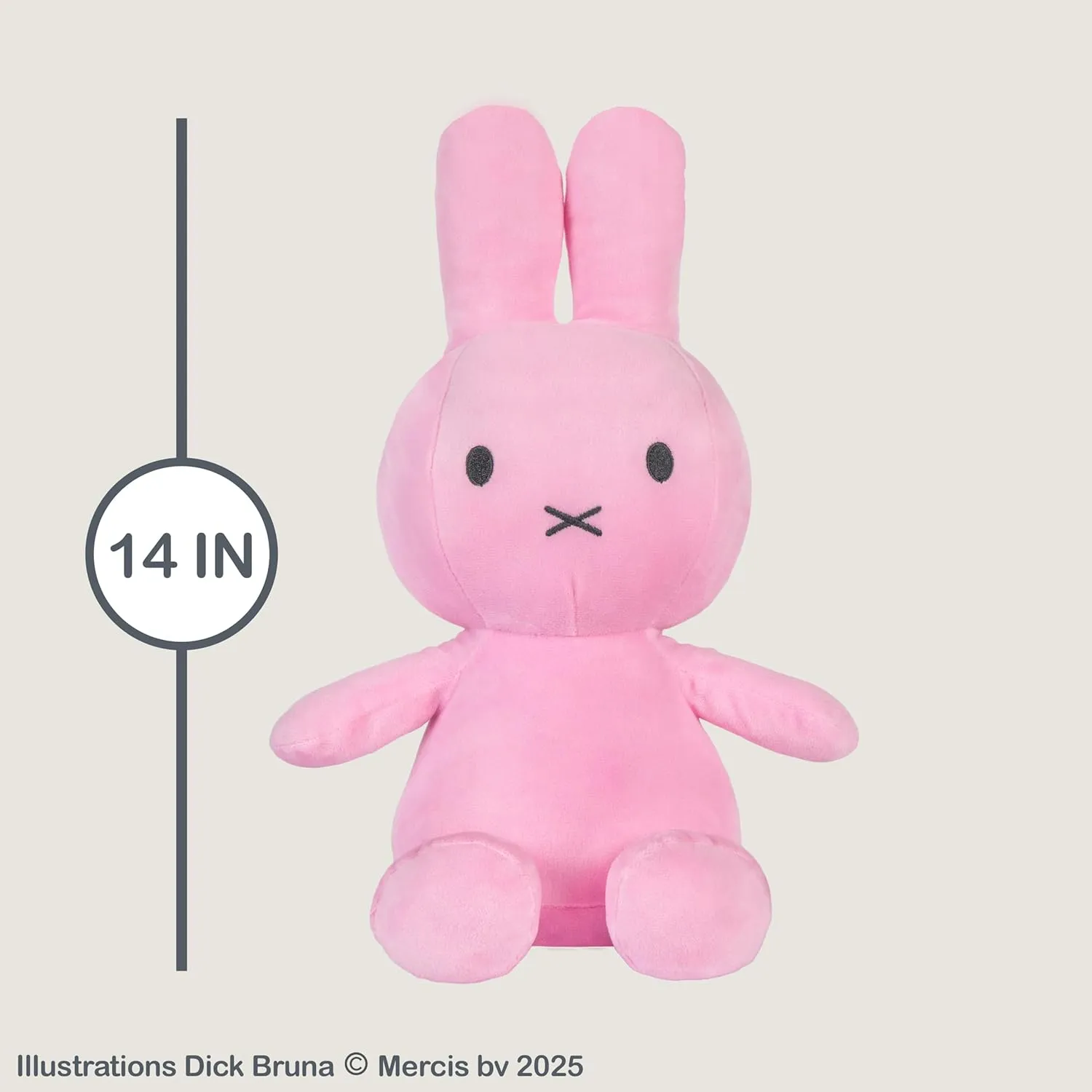 KIDS PREFERRED Miffy Plush Toy, 14 Inch Sitting Dutch Bunny Plush by Dick Bruna, Soft Boa Rabbit Bunny Stuffed Animal Plushie Doll for Girls and Boys - Pink